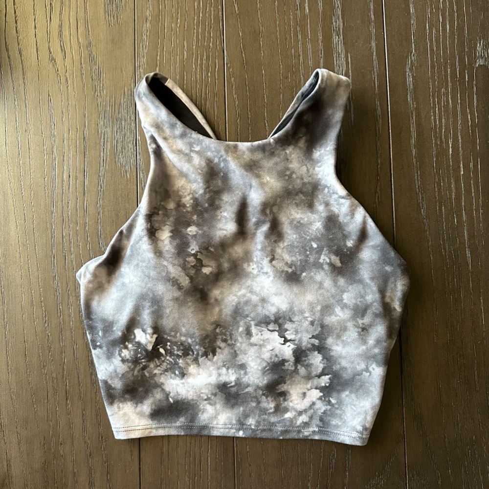 Athleta Conscious Crop A-C, Size XS, Black tie-dye